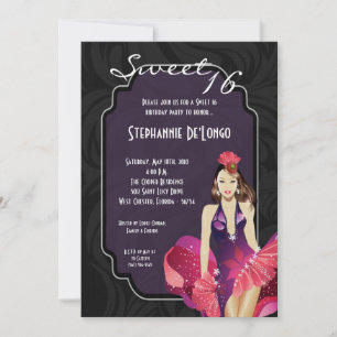 5x7 Glamour Girl Sweet 16 Birthday Invitation