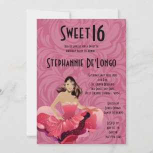 5x7 Glamour Girl Sweet 16 Birthday Invitation