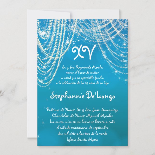 5x7 Glitz Glimmer Quinceanera Birthday Invitation (Front)