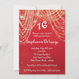 5x7 Glitz Glimmer Sweet 16 Birthday Invitation