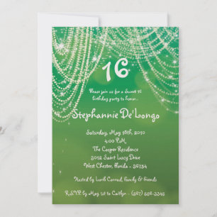 5x7 Glitz Glimmer Sweet 16 Birthday Invitation