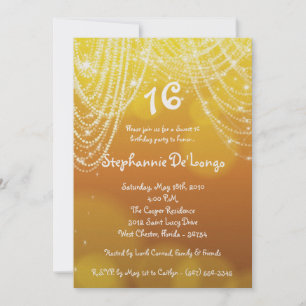 5x7 Glitz Glimmer Sweet 16 Birthday Invitation