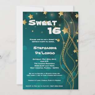 5x7 Glitz Glitter Sweet 16 Birthday Invitation