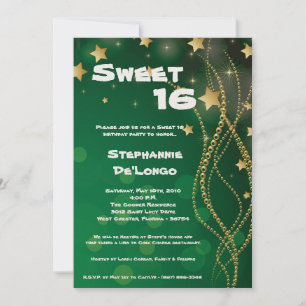 5x7 Glitz Glitter Sweet 16 Birthday Invitation