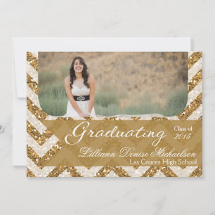 5x7 Gold Glitter Chevron Strip Senior Announcement