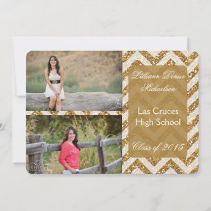 5x7 Gold Glitter Chevron Strip Senior Announcement