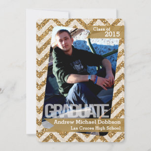 5x7 Gold Glitter Chevron Strip Senior Announcement