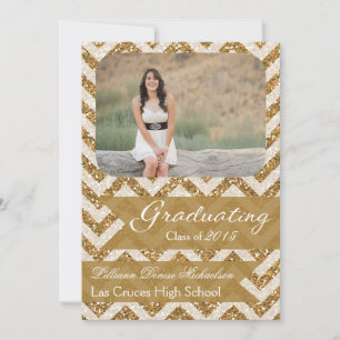 5x7 Gold Glitter Chevron Strip Senior Announcement