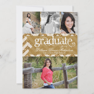 5x7 Gold Glitter Chevron Strip Senior Announcement