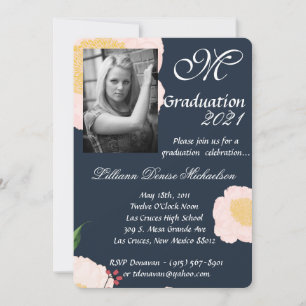 5x7 Graduation Part Invitation Baby Pink Cosmos on