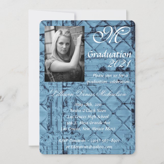5x7 Graduation Part Invitation Rustic Tin Panel Ce (Front)