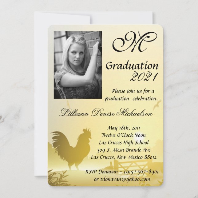5x7 Graduation Part Invitation Sunny Morning Farm (Front)