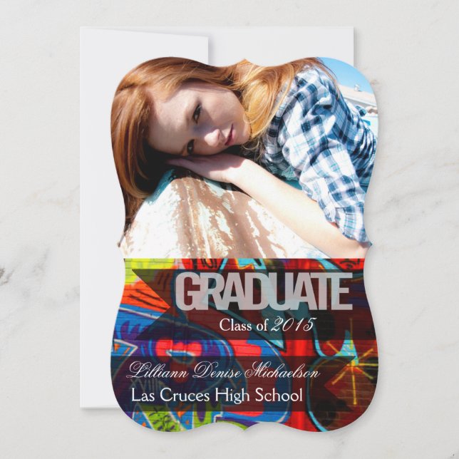 5x7 Graffiti Paint Air Brush Senior Announcement (Front)