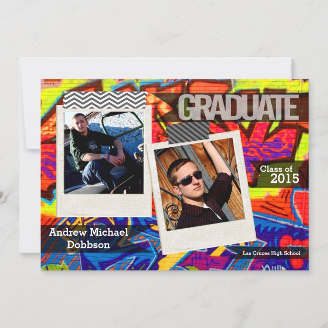 5x7 Graffiti Paint Air Brush Senior Announcement (Front)