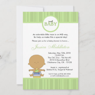 5x7 Green Latino Baby Boy Baby Shower Invitation