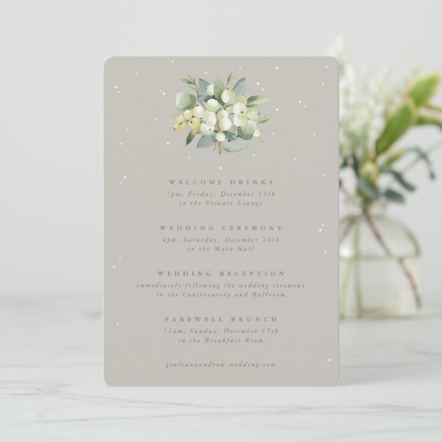 5x7 Greige Snowberry+Eucalyptus Wedding Itinerary (Standing Front)