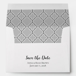 5x7 Grey Grey Quatrefoil Save The Date Envelope