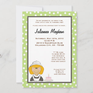 5x7 Gril Maid Birthday Part Invitation