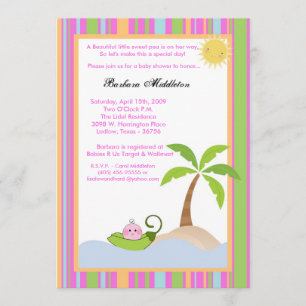 5x7 Gril Sweetpea in Pod Baby Shower Invitation