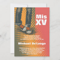 5x7 Grunge Sneaker Quinceanera Birthday Invitation