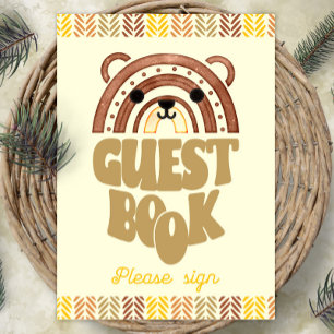 5x7 Guest Book Boho Woodland Bear Birthday
