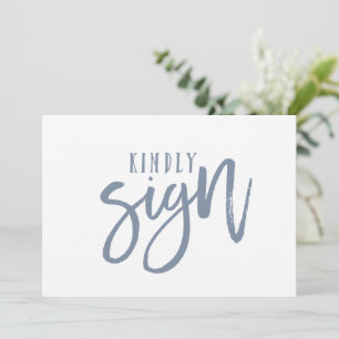 5X7 Guest Book Sign Brush Script (Dusty Blue)