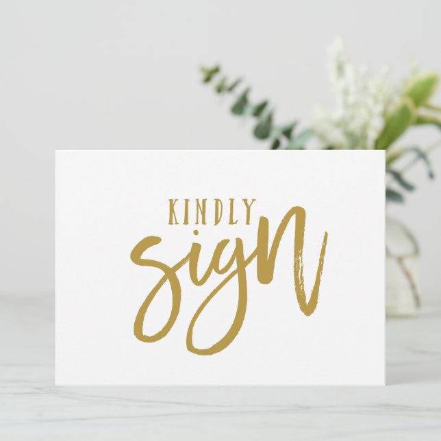 5X7 Guest Book Sign | Brush Script (Gold) (Standing Front)