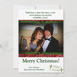 5x7 Happy Holidays Christmas Holly Invitation