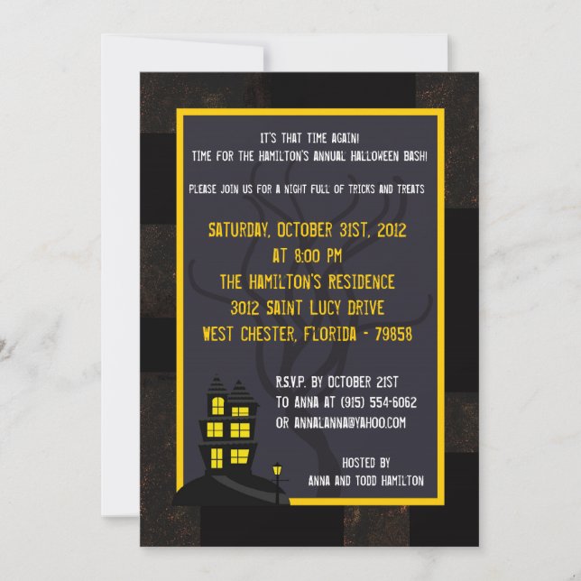 5x7 Haunted House Halloween Party Invitation (Front)