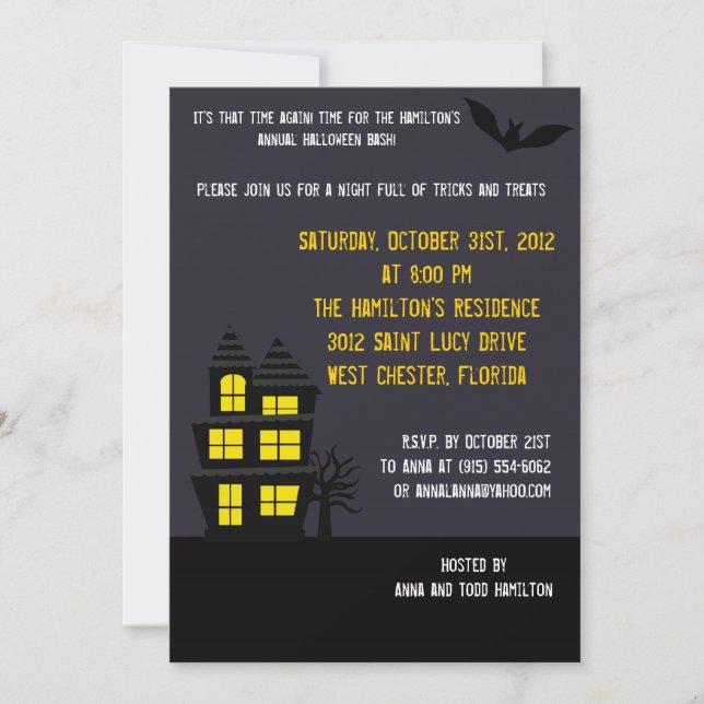 5x7 Haunted House Halloween Party Invitation (Front)