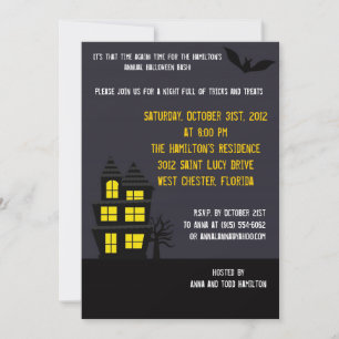 5x7 Haunted House Halloween Party Invitation