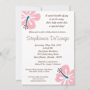 5x7 Hawaiian HibiscusFlower Baby Shower Invitation