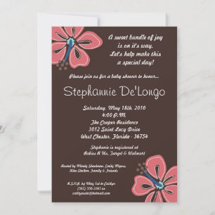 5x7 Hawaiian HibiscusFlower Baby Shower Invitation