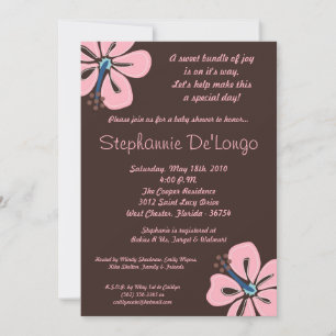 5x7 Hawaiian HibiscusFlower Baby Shower Invitation