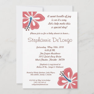 5x7 Hawaiian HibiscusFlower Baby Shower Invitation