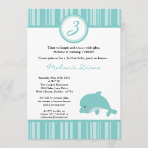 5x7 Hawaiian Ocean Dolphin Birthday Invitation