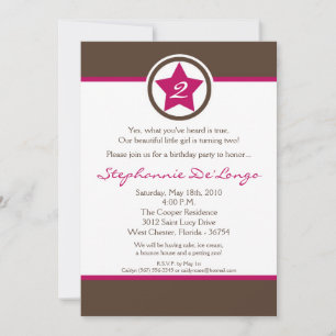 5x7 Hot Pink Rock Star Birthday Party Invitation