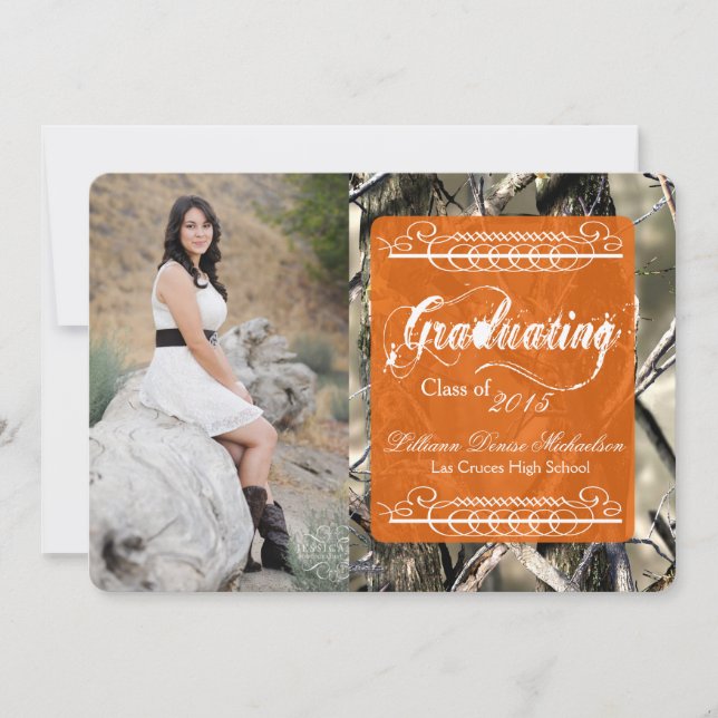 5x7 Hunters Camo Camouflage Senior Announcement (Front)