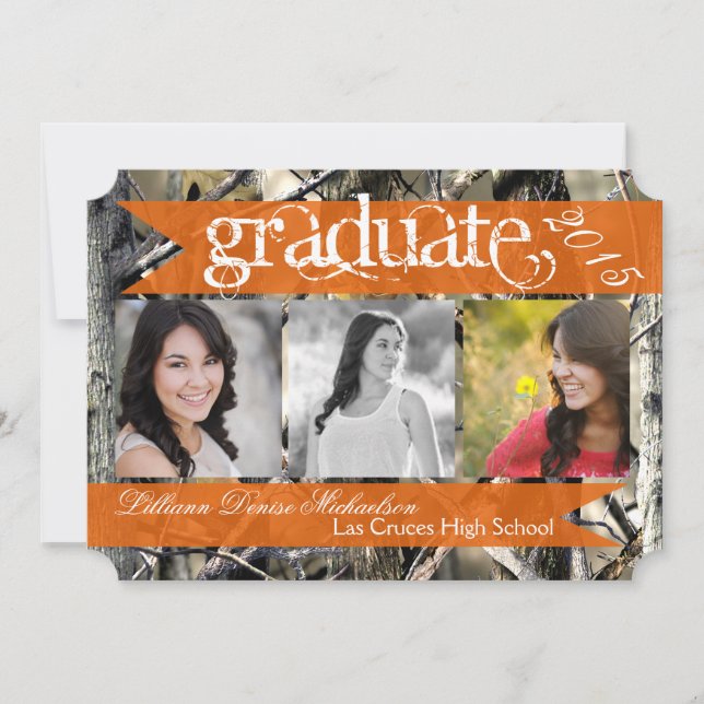 5x7 Hunters Camo Camouflage Senior Announcement (Front)