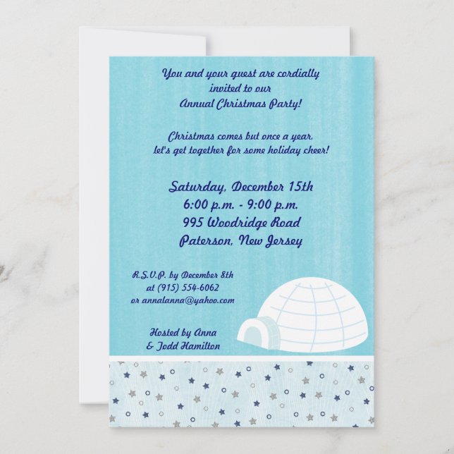 5x7 Icy Igloo Baby Blue Invitation (Front)