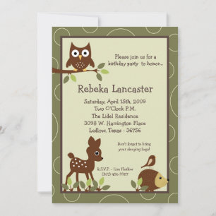 5x7 Invite - Forrest Animal Birthday Invitation
