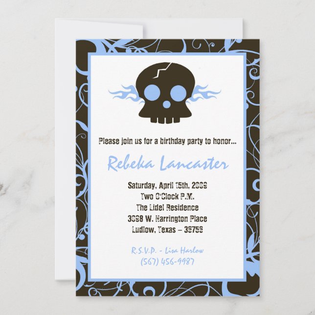 5x7 Invite - Punk Skull Roc Birthday Invitation (Front)