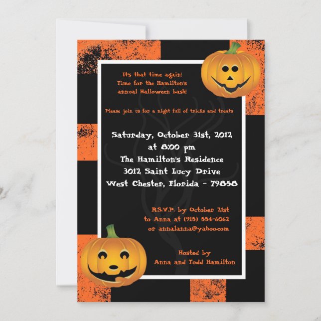 5x7 Jack-O-Lantern Fun Party Invitation (Front)