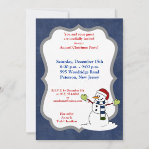 5x7 Jolly Winter Snowman Christmas Invitation
