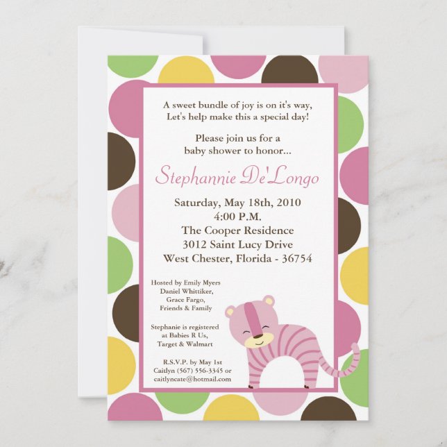 5x7 Jungle Queen Tiger Baby Shower Invitation (Front)