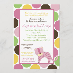 5x7 Jungle Queen Tiger Birthday Party Invitation