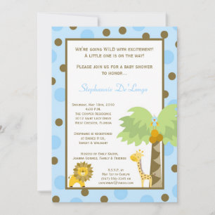 5x7 Jungle Safari Zoo Anima Baby Shower Invitation
