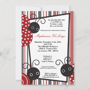 5x7 Lady Bug Spring Insect Baby Shower Invitation