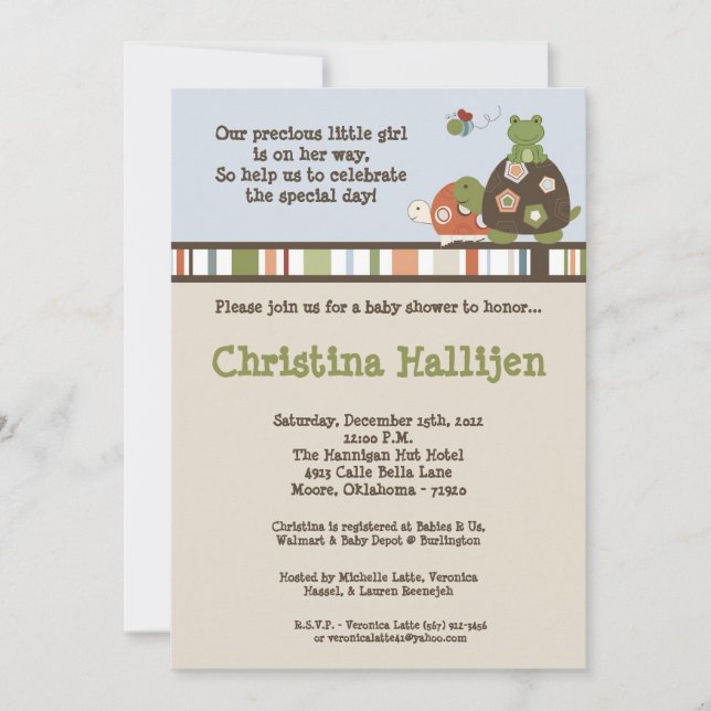 5x7 Laguna Beach Turtle Baby Shower Invitation (Front)