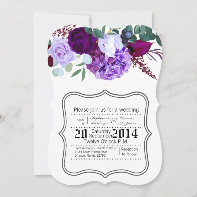 5x7 Lavender Hibiscus on White Invitation (Front)